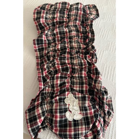 Disney Parks Plaid Ruched Cotton Scarf Mickey Mouse Embroidered Fall XL 75x9 EUC - Picture 5 of 7